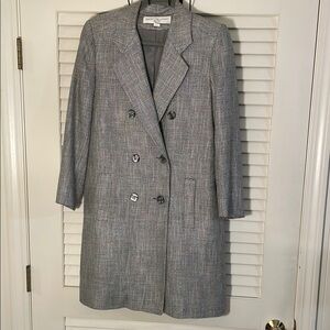 Bert Newman Multicolor Double Breast Pea Coat Glen Tweed Plaid